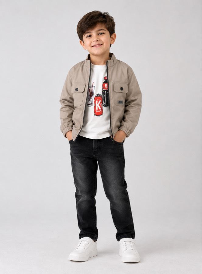 2/9 yaş arası yağmurluk ceketli üçlü tşört pantolon ceket set