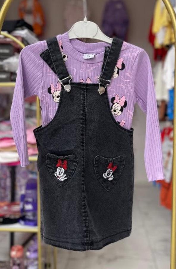 2/8 kat kot salopetli kız çocuk tişörtlü elbise