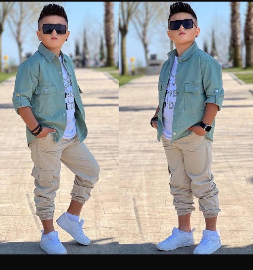 3/4 5/6 kot gömlekli üçlü takım