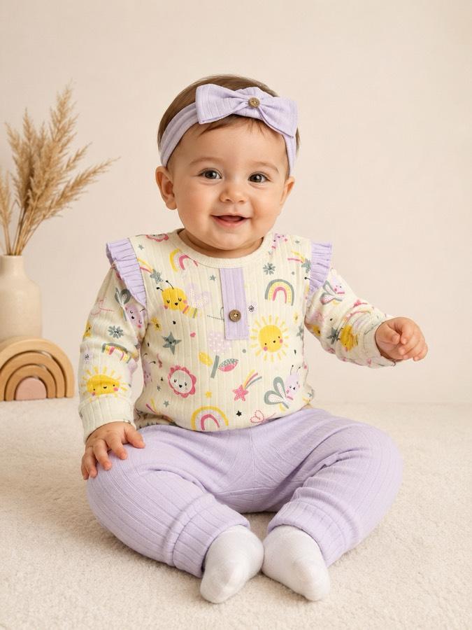 0/12 ay bandajlı %100 pamuk alt üst takım bebek